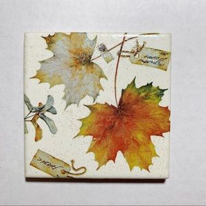 Decoupage Fall Leaves Ceramic Coaster